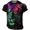 3D Harajuku Tiger Pattern Pánská trička Hip Hop Punk Styl Streetwear Móda Pulovr s krátkým rukávem do O Tričko nadměrné velikosti