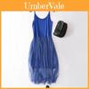 Elegante Dames Zomer Garen Splicing Jurk Mouwloos Boho Strand Zomerjurk Voor Casual Kleding