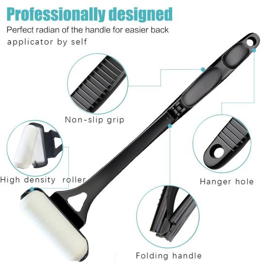 Bear Back Lotion Applicator with Reusable Rollers Foldable Long Handle Smooth Application Lotion Roller