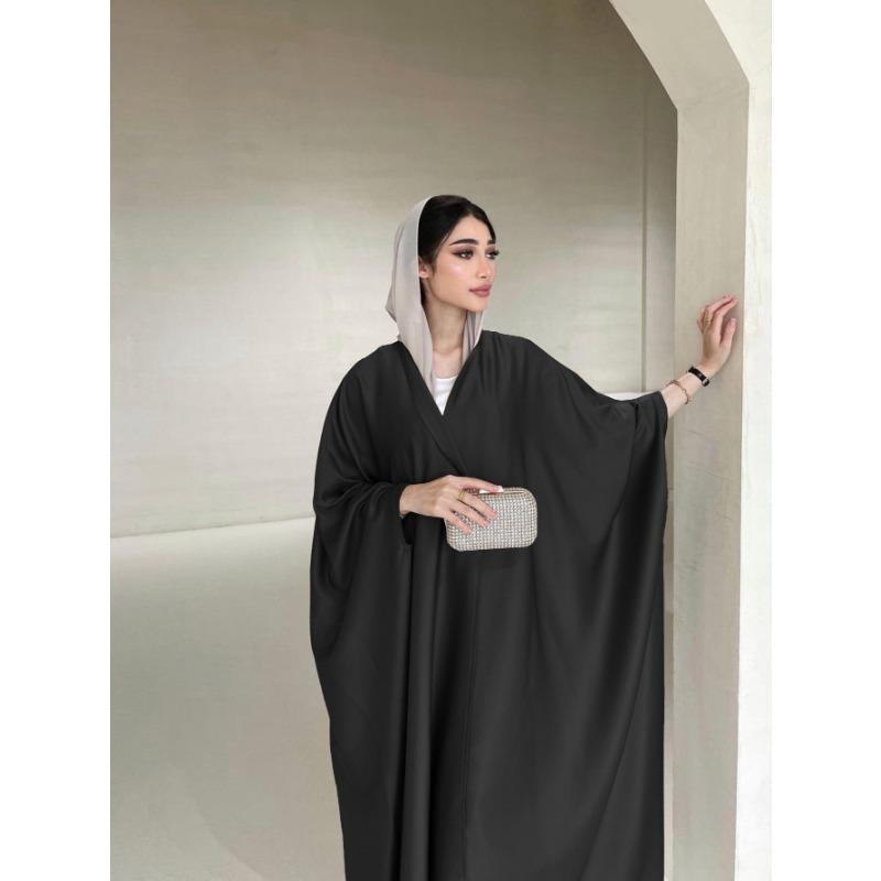 

Женский весенне-летний халат-жакет, модное мягкое легкое кованое платье с рукавами «летучая мышь» XL чёрный