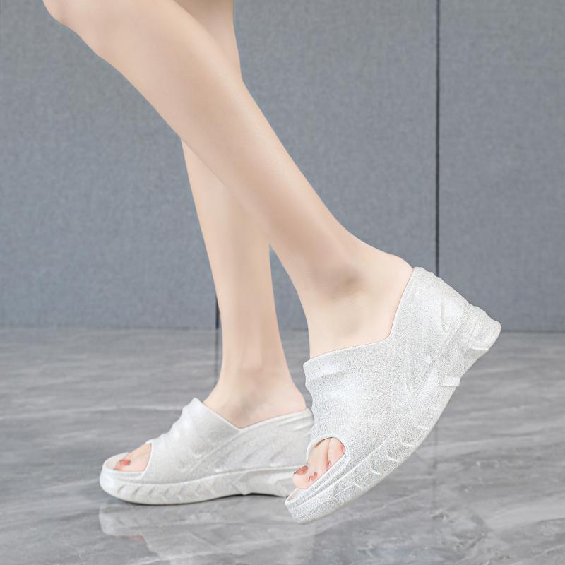 Vintage Women Slippers Brand New Integrated Slipper Female Light Summer Casual Shoes Soft 10cm Conspicuous Heightening Shoe 41