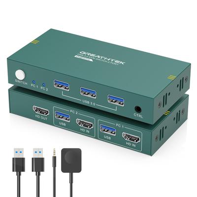 KVM Switch 2 Inputs 1 Output KVM Switcher Switches 2 PCs and 1 Monitor KVM Switch HDMI Has 3 Ports Supports Shared Keyboard and Mouse Push Button and