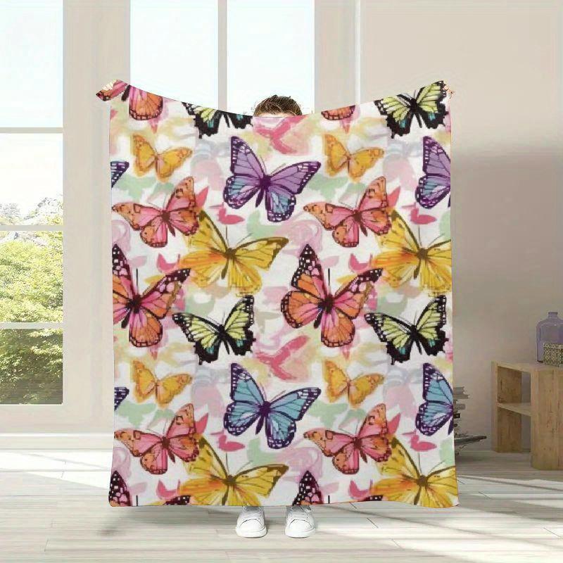 

Luxurious Watercolor Butterfly Throw Blanket - Soft, Cozy Plush Flannel with Vibrant Tie-Dye Design, Lightweight & Durable for C 70x100cm