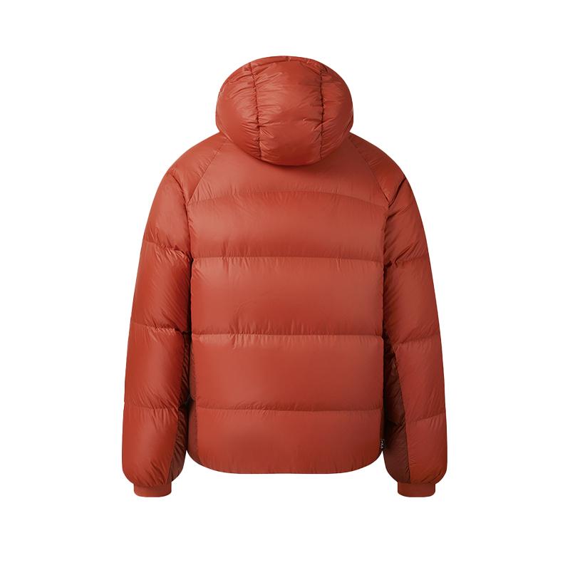 FILA Original Fashionable Personality Bright Duck Down Lightweight Warm Loose Hooded Down Jacket Men Outerwear Water-Red F11M549901FRD