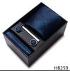 Tie Handkerchief Cufflink Set For Men Necktie Holiday Gift Box Blue Gold Suit Accessories Slim Wedding Gravatas