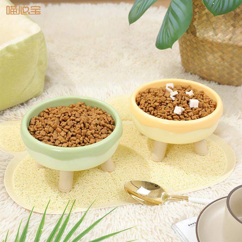 Cat Bowl, Doughnut Food Bowl, Large-mouthed Cat High-legged Bowl, Cat Drinking Bowl, Cute Cat Basin, Dog Bowl, Pet Supplies