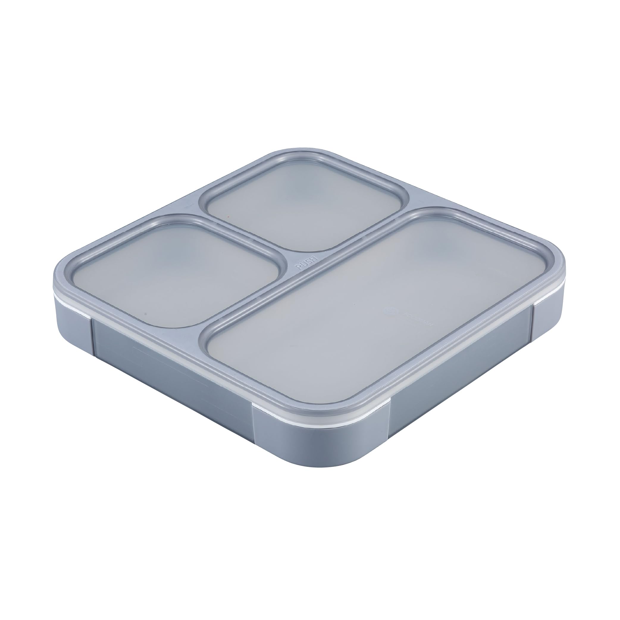 Foodman Bento 800ml Secure with Double Sealing for DSK Box Slim Portable Stand-Up Capacity Antibacterial Gray 4-Point Locking Leak-Resistant 4828₽