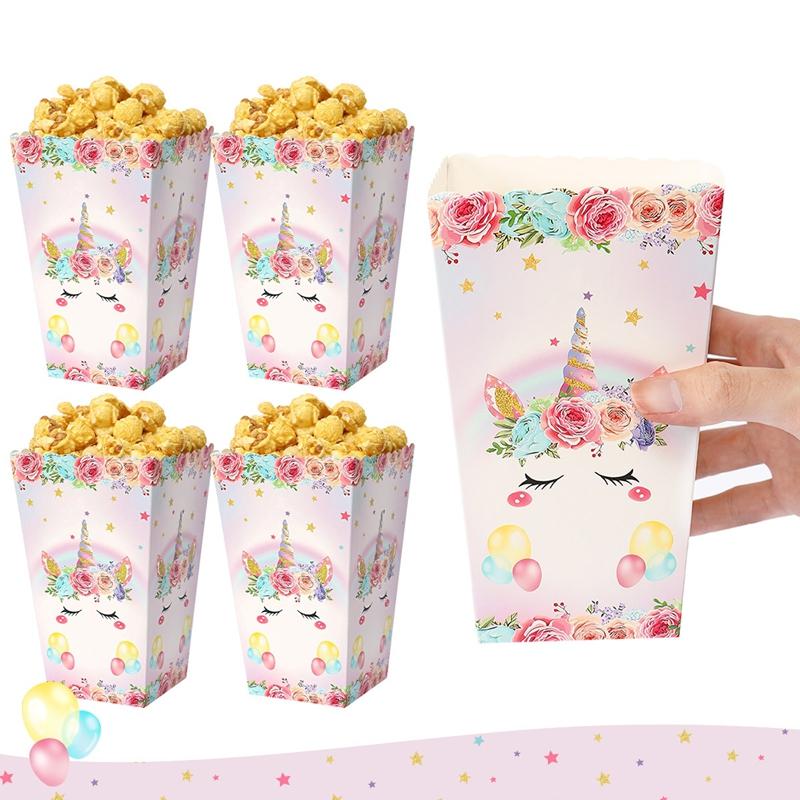 Unicorn Popcorn Box Candy Box Unicorn Happy Birthday Party Decoration Kids Wedding Birthday Party Supplies Baby Shower Decor