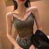 Wire Free Slim Fit Spagetti Strap Camisole Braletter for kvinner Ermeløs baseskjorte Lett polstret basic underskjorte