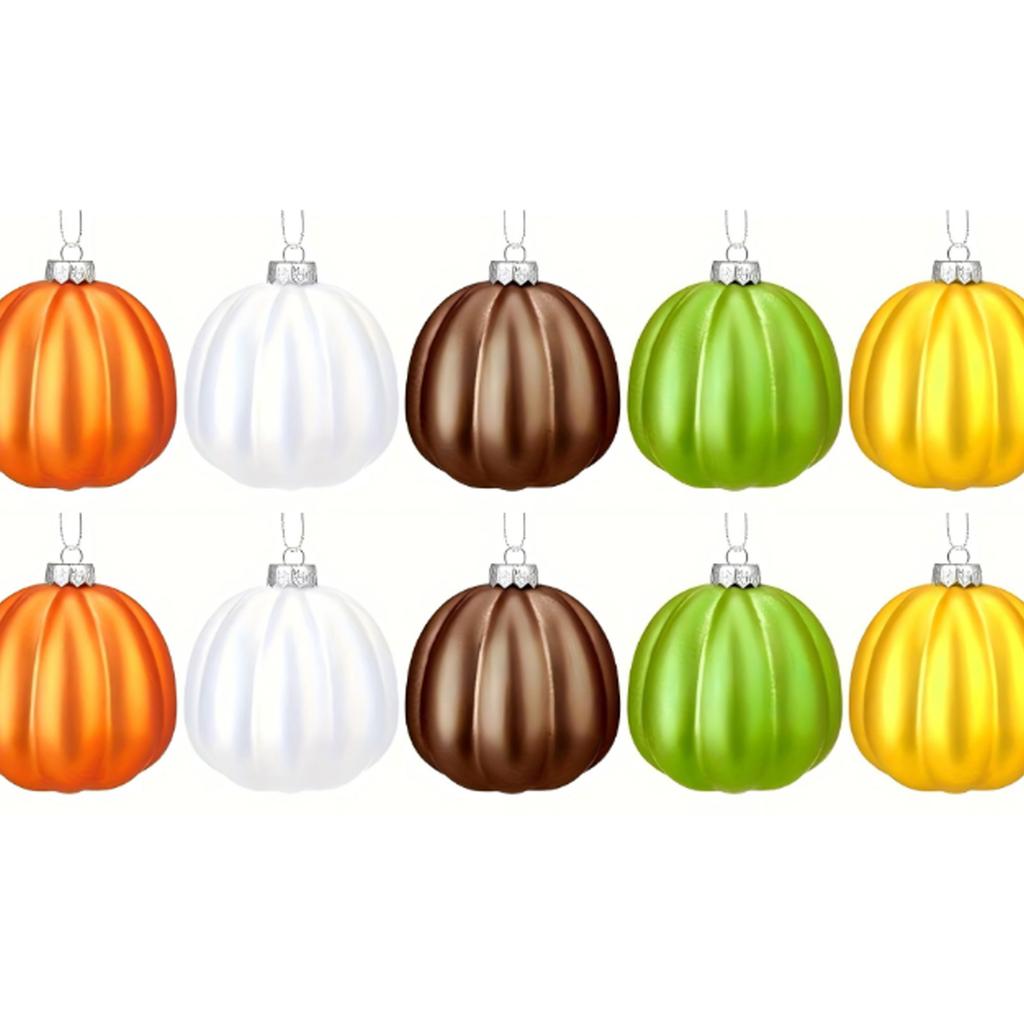 Pack Of 20 Matte Finish Halloween Pumpkin Baubles Decorations Plastic Hanging Ornament For Holiday Parties