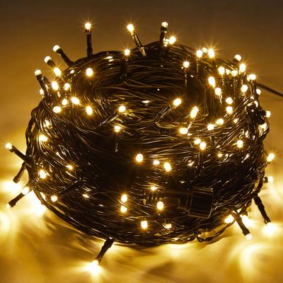 Luzes de corda de fio preto LED para exteriores, luzes de fada, temporizador, função de memória, iluminação para feriados, casamento, decoração de Natal