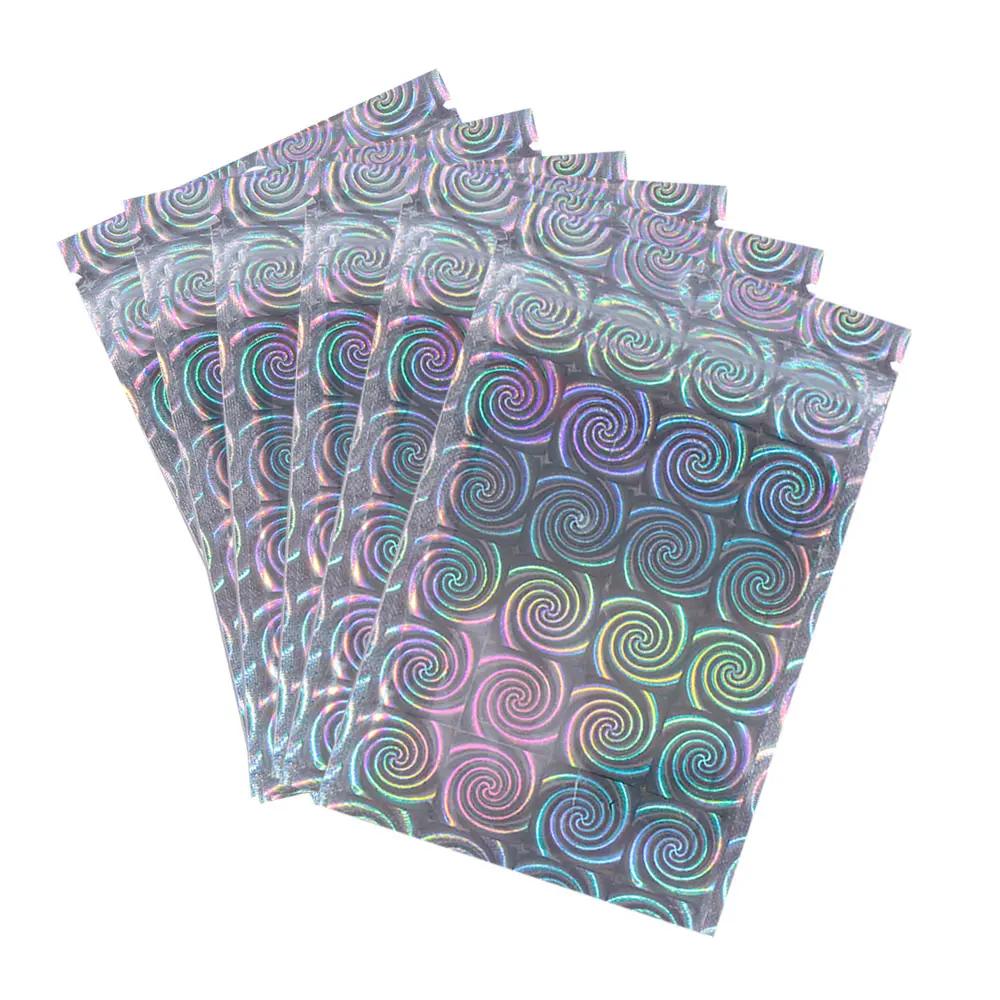 10 Pcs Zip Plastic Packaging Bag Aluminum Foil Hologram Laser Food Pouch Small Waterproof Zipper Storage Reclosable Pouches 6x10CM