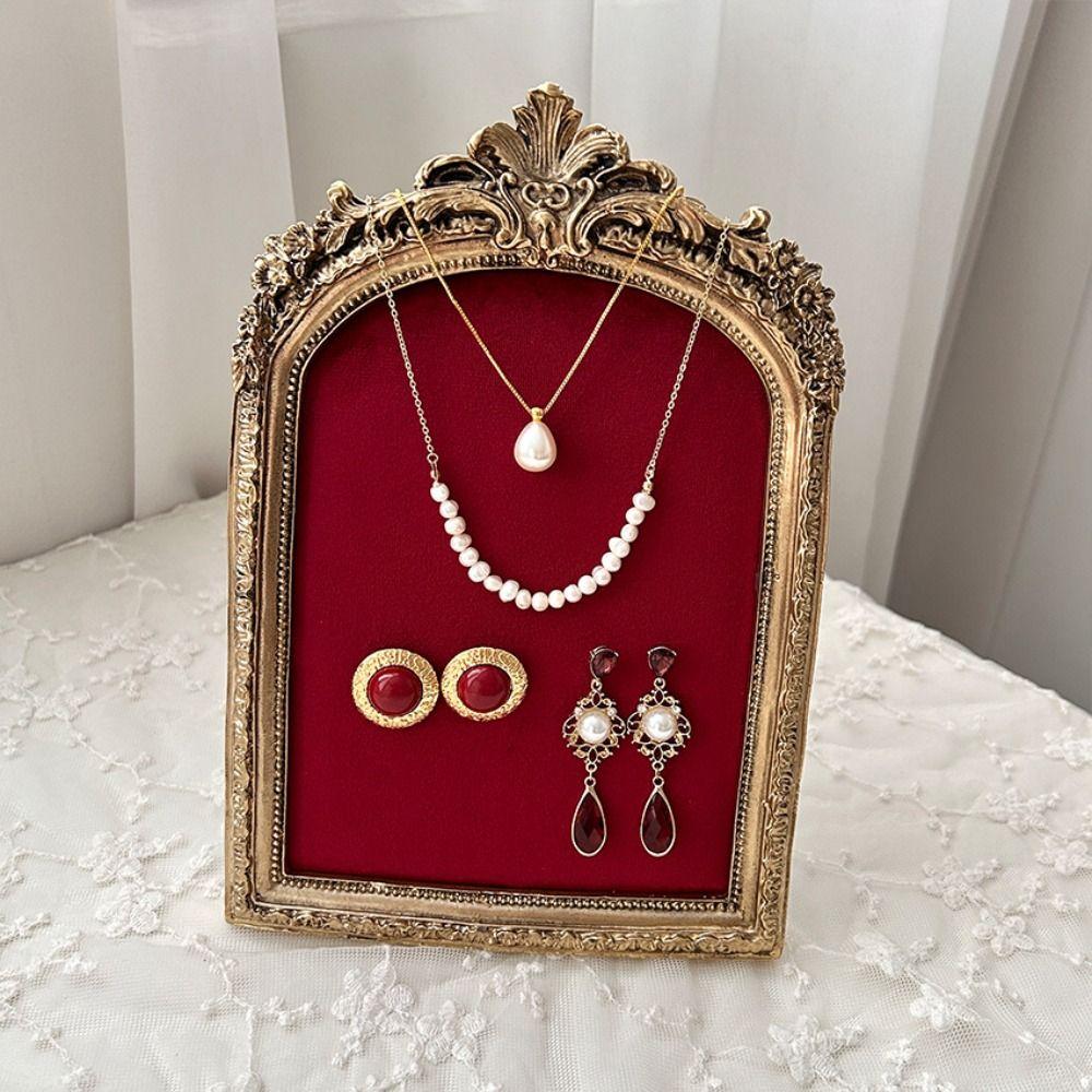 Blumenmuster Fotorahmen Halskettenständer Vertikaler Anhänger Ketten Präsentationsständer Kommode