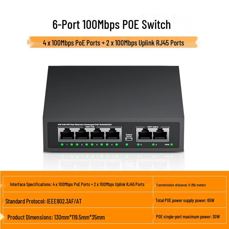 Standard Smart PoE Switch with Gigabit Transmission, 100 Megabit Routing, Wireless AP, Surveillance Camera Connectivity