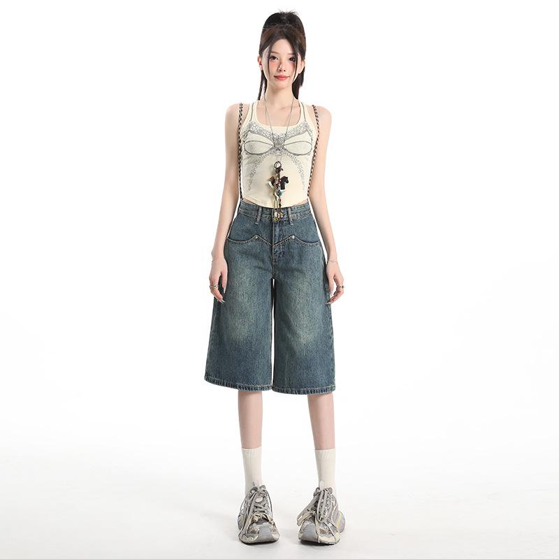 Women's High-Waist Loose Wide-Leg Cropped Jeans - Summer 2025 Slimming Straight Fit