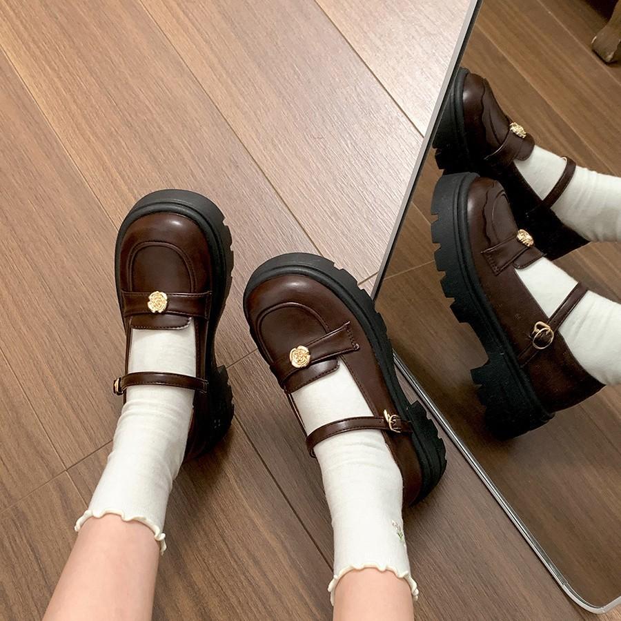 Brown Retro British Style Platform Loafer Small Leather Shoes Women's 2025 New Summer Skirt Heightening Mary Jane Shoes