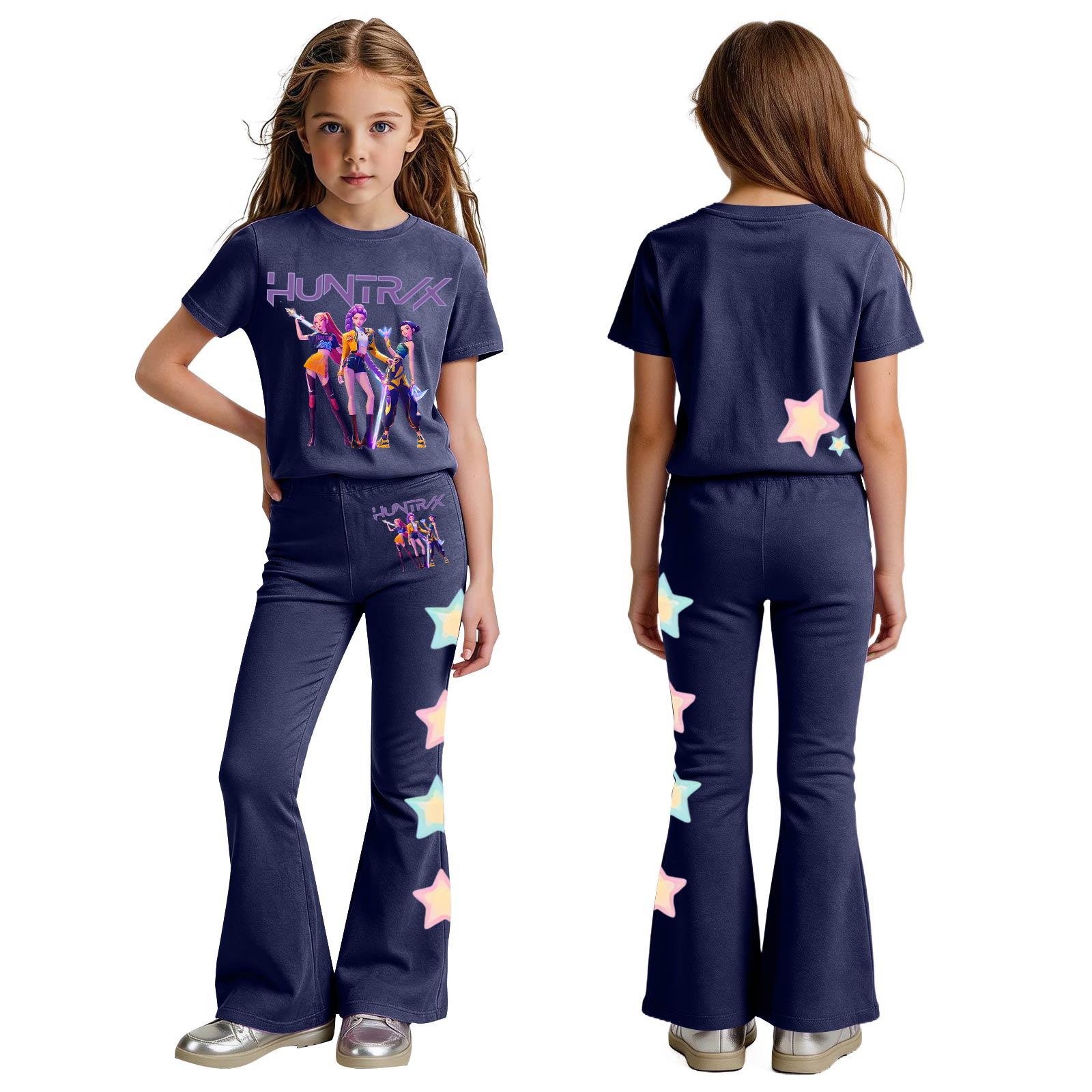 

Комплект одежды для новорожденных девочек и мальчиков, свободная футболка с принтом и штаны 110 тёмно-синий