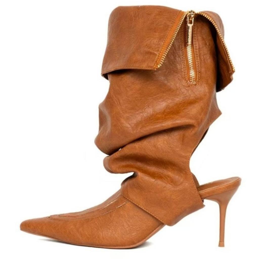 New Women's Luxury Pointed Stile Tto Heels Short Boots Back Air Side Zipper Fashion Party Women's Ankle Boots Western Boots