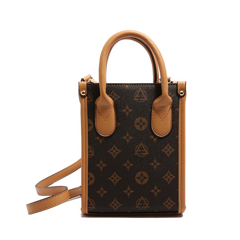 Retro printing fashion classic high sense portable small square bag versatile messenger mobile phone bag female