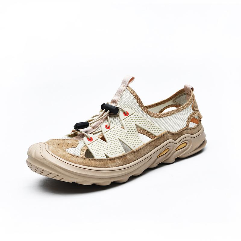 

Мужские сандалии 2025 новые летние нескользящие для улицы с закрытым носком мужские универсальные повседневные с мягкой подошвой для вождения пляжные мужские 44 бежевый