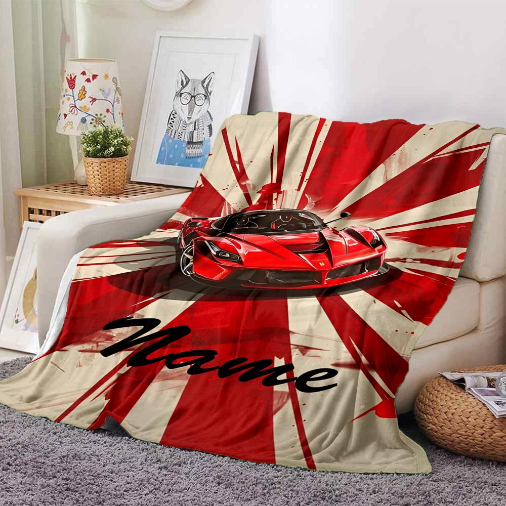 Custom Name Racing Theme Printed Blanket - Perfect for Couch, Bed, Travel & Outdoor Use | Machine Washable, Cozy & Durable.