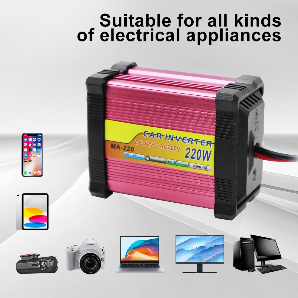 Car RV Truck Trailer Power Inverter Auto Camping Multifunctional Battery Converter USB Voltage Transformer 220W Supply Inverter