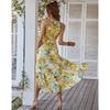 GMXIA Fashion Print Halter-neck Bohemian Dress Summer Casual Holiday Dress