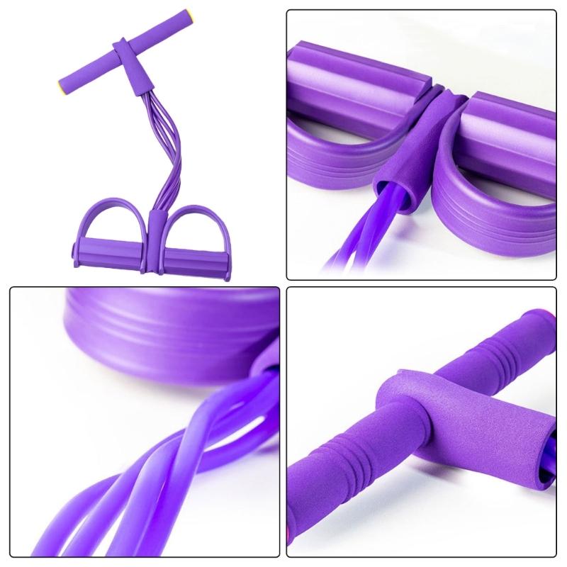 Multifunctional Tension Rope 4 Tube Design Gym Accessory Pedals Ankle Pullers for Training Leg Pulls Yoga Stretching