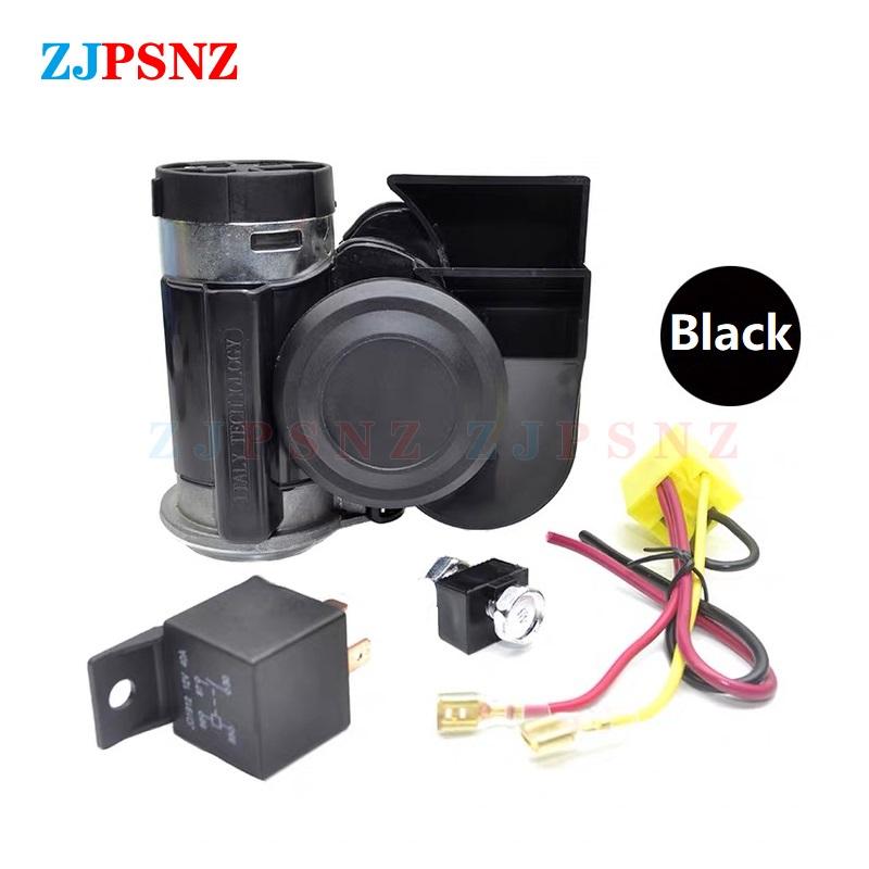 12V 24V Dual Tone Horn Kits Snail Air Horn Waterproof Auto Twin Dual Tone Compact Horn For Car Auto Motorcycle 132db Super Loud