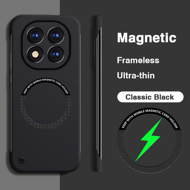 

Wireless Charging Magnetic Phone Case for Redmi Note 14 Pro Plus Pro+ 14Pro Note14 5G China Global Hard PC Slim Back Cover Funda Redmi Note 14 5G (China)