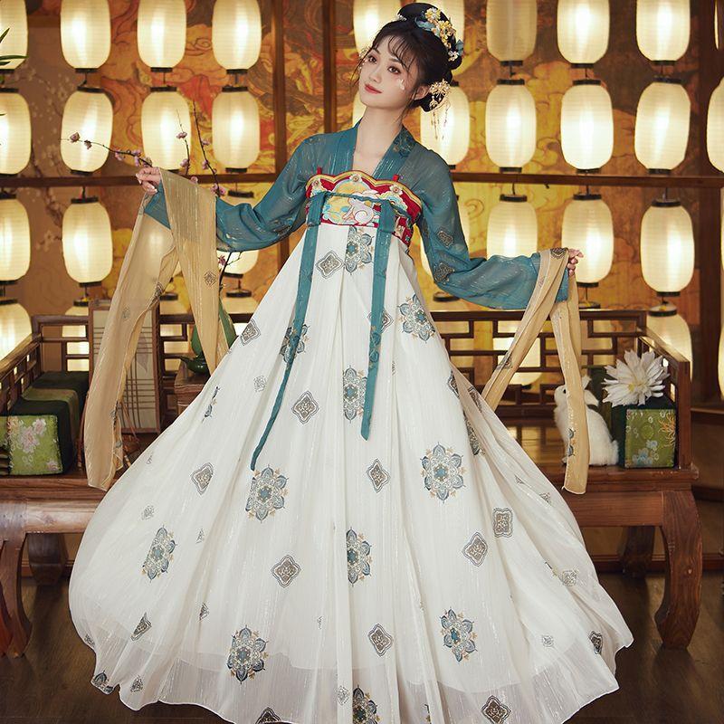 Nová dámska sukňa Hanfu Dunhuang Chang'e princezná v štýle Tang v štýle hrudníka Ru Slimming Festival Kostýmový kostým