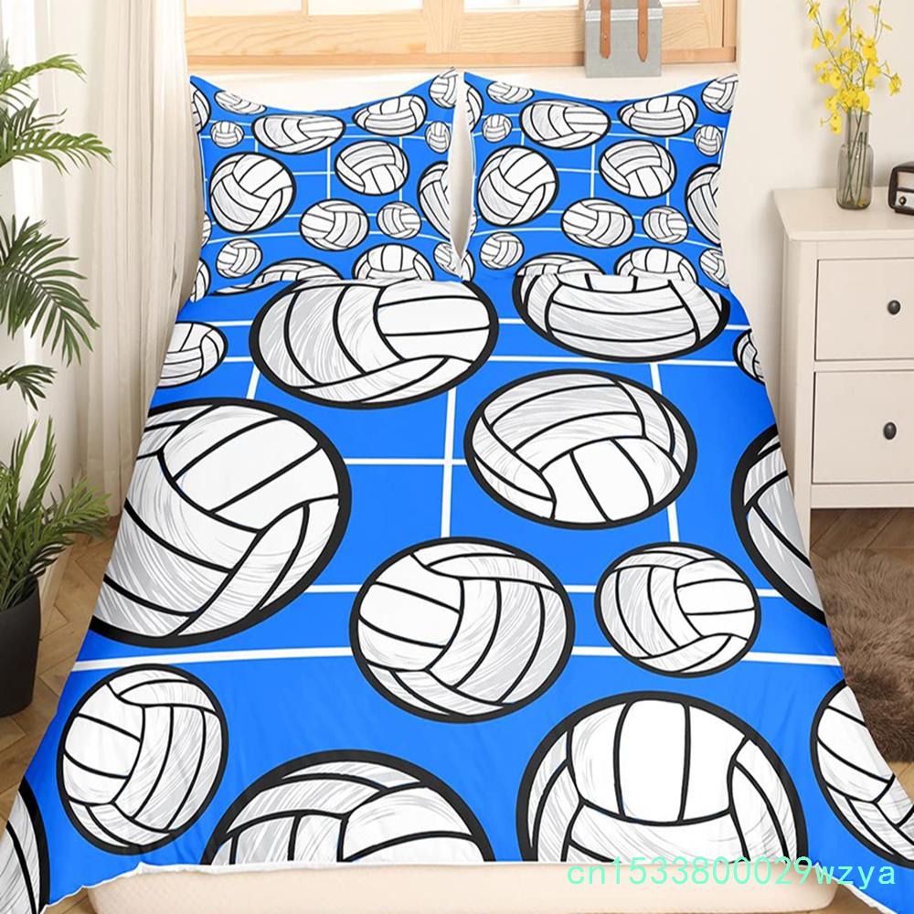 Volleyball Sport Bedding Set Sports Theme Duvet Cover King Queen Watercolor Volleyball Comforter Cover Ball Game Quilt Cover
