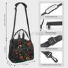 Florals Birds Black Insulated Lunch Bag Reusable Thermal Cooler Bento Tote with Detachable Shoulder Strap for Work Picnic Travel