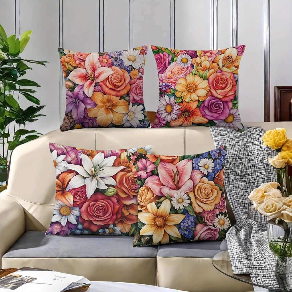 1/4pcs Floral Patterned Pillowcases for Cozy Decor Sofa Cushion Cover Home Bedroom Room Decoration