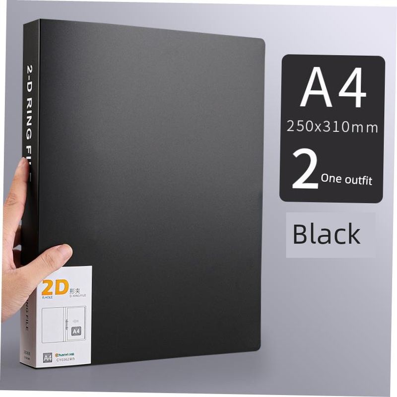 

2 Ring Binder Loose-Leaf Binder A4 3 Holes Folder Looseleaf File Folder [Two Holes] Classic Black/2 Pieces