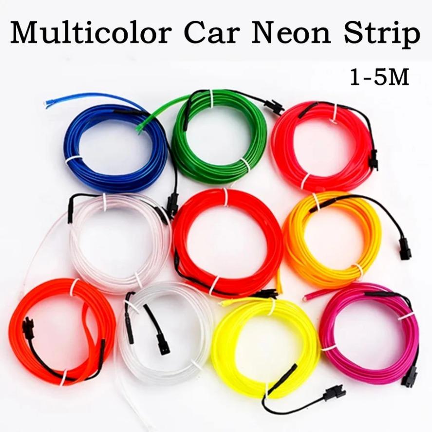 1M/2M/3M/4M/5M Multicolor LED Atmosphere Car Interior Flexible Neon LED Decorative Light EL Wiring Neon Strip For Auto DIY Party