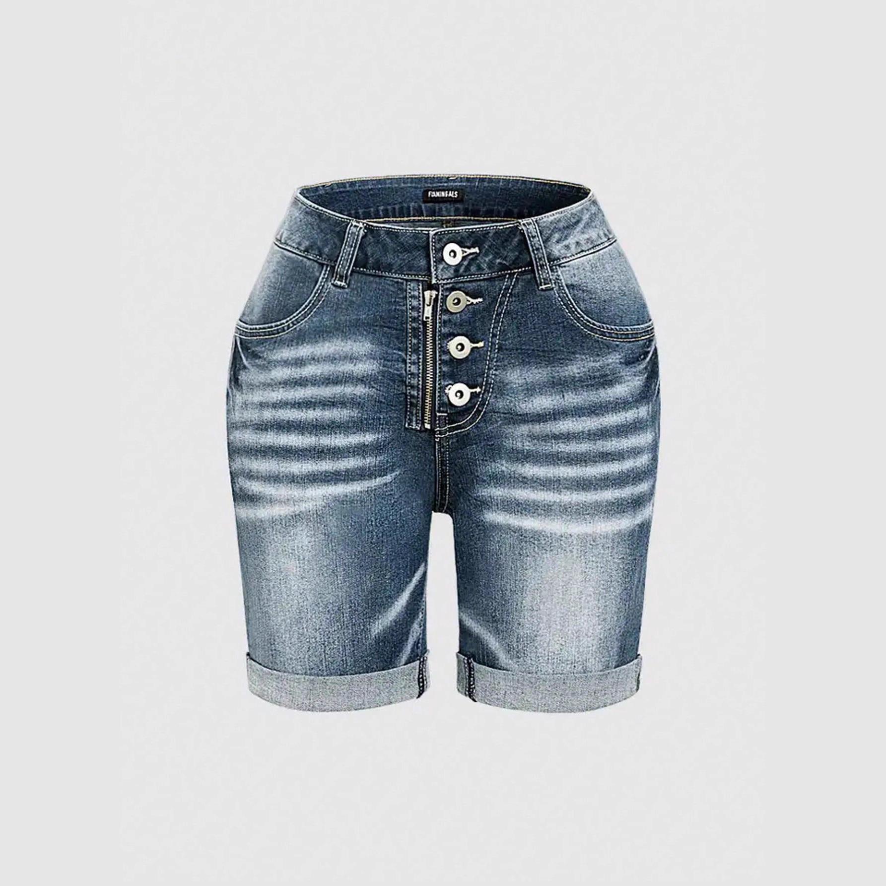 

Европейские и американские ретро джинсовые шорты для велоспорта с отворотами и пуговицами в ряд EU/US XL (12) синий