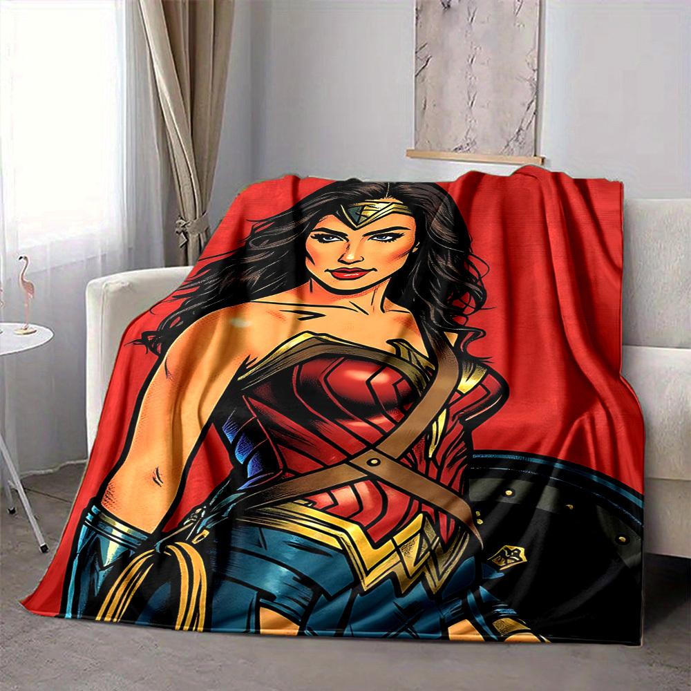 1ks deka Wonder Woman Polyesterové vlákno, Celoroční pohodlí na pohovku, postel, do kanceláře, auta, na kempování, Ideální domácí dekorace a dárek, Pohodlí v kanceláři