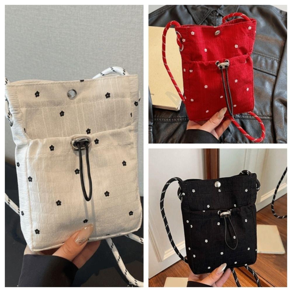 Flower Printed Pleated Cloud Crossbody Bag Lightweight Folded Slant Bag Phone Shoulder Bag Daily