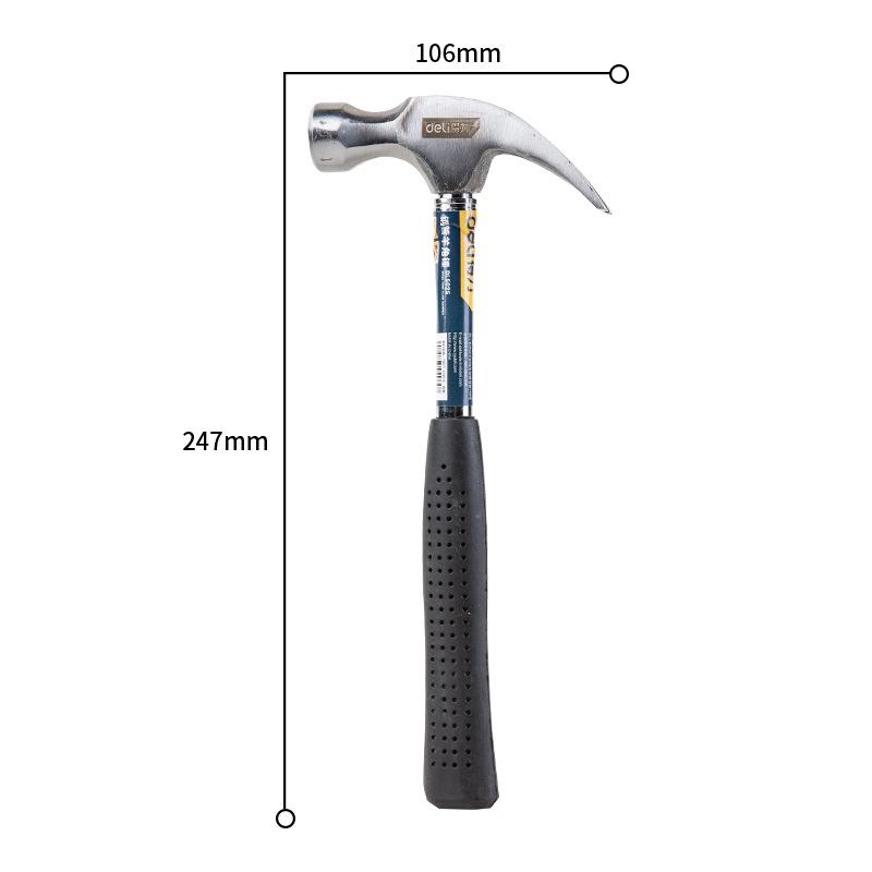 Deli Multi-purpose Claw Hammer with Fiber Handle and Steel Pipe