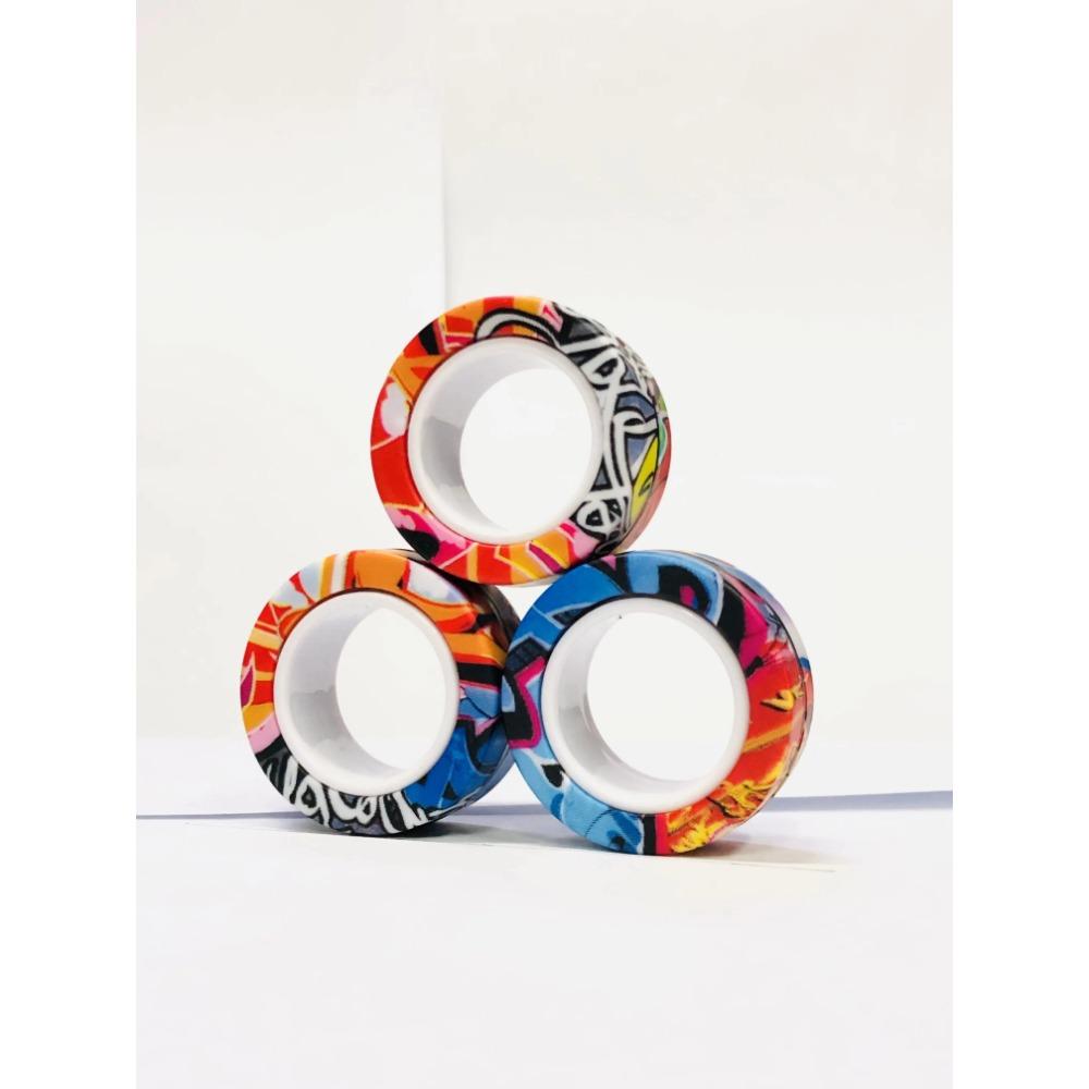 3pcs Finger Magnetic Rings Colorful Fidget Toy Set Adult Magnets Spinner Rings for Relieve Stress Anxiety Relief Therapy