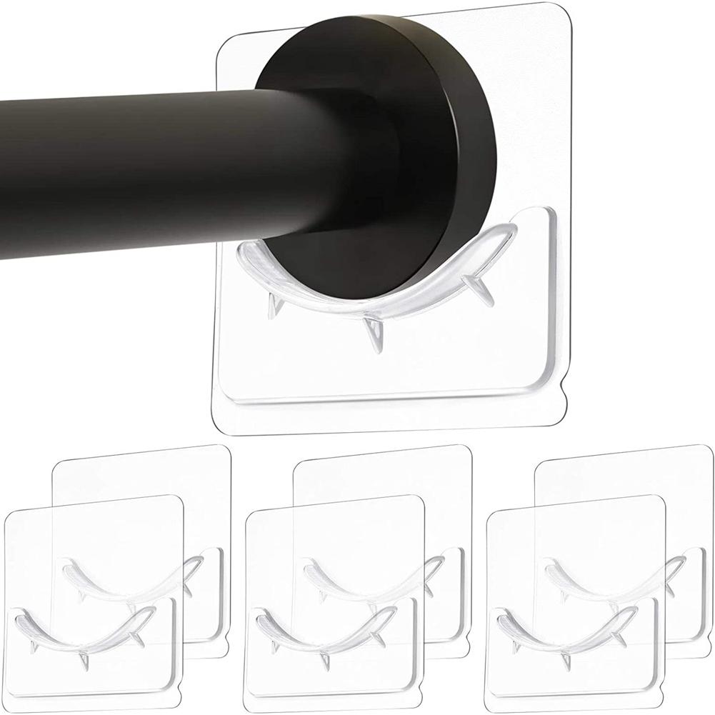 

ABWR-Adhesive Shower Curtain Rod Holder, Wall Mounted Shower Rods Holder Drill-Free Install, Adhesive Rod Mount Retainer прозрачный