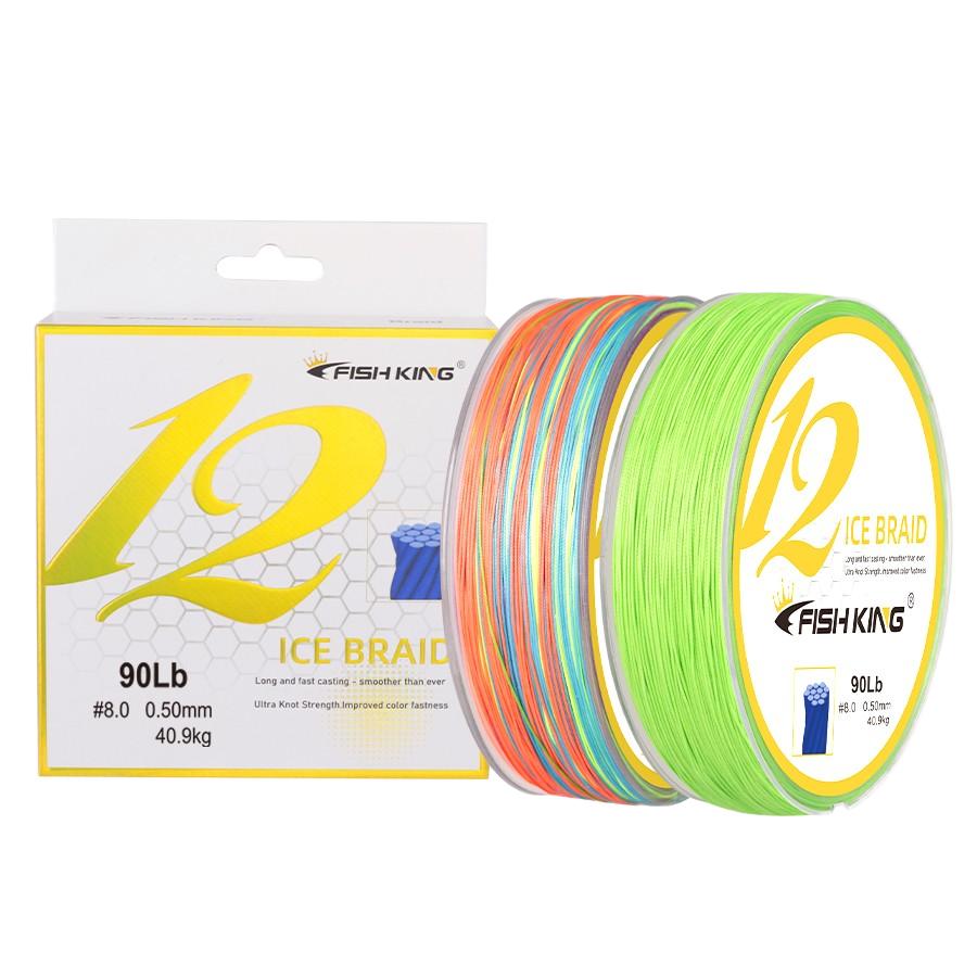 FishKing 12X 100m Polyethylene Braided Fishing Lines 9 Strands Sink Line for Ocean Boat Fishing 100m