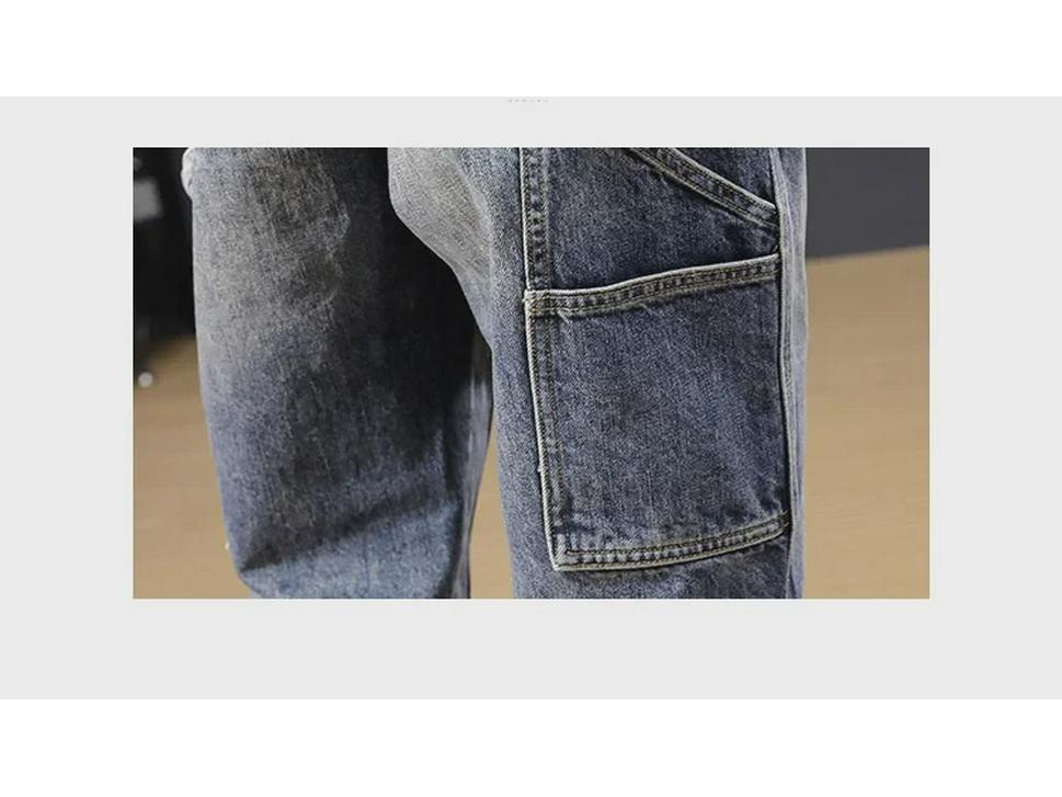 Men's Trendy Retro Harem Jeans: Loose Fit, All-Season, Straight Overalls.