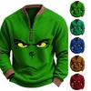 Men's Sweatshirt with Christmas Print and Casual Button