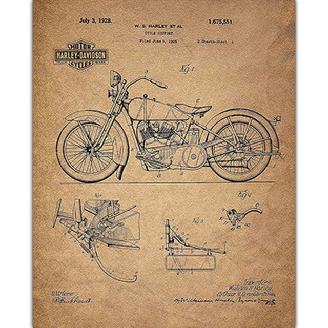 

Мотоцикл Дизайн Эскиз Плакат Ретро Английский Патент Рисунок Крыльцо Кабинет Спальня Холст Картина Мужская Комната Декор Гостиная 21*30cm