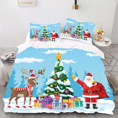 Christmas - Santa - Style Digital Printed Duvet Kit - Polyester - Bedroom Decor -1 Bed Cover +2 Pillowcases (no Pillow Core)