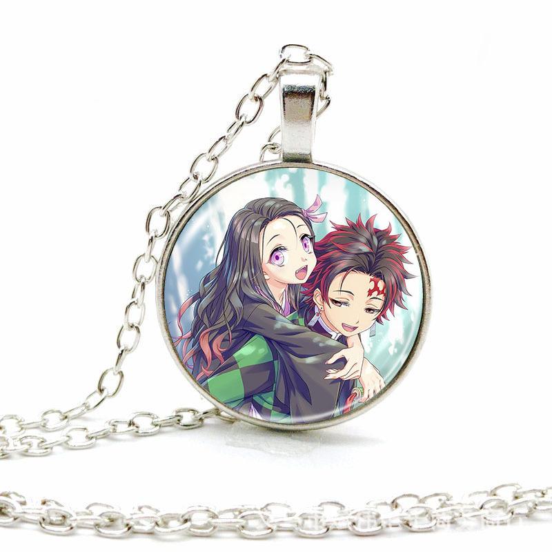 Anime Accessories Time Gem Necklace Alloy Glass Pendant Sweater Chain  European American Jewelry Fashion For Kids