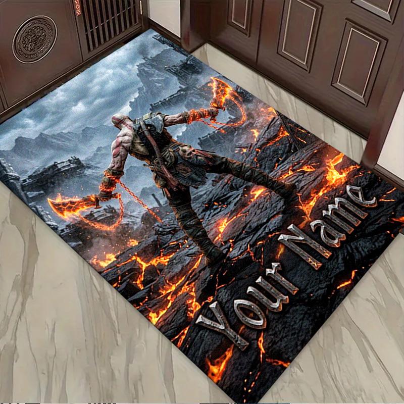 Name Custom Kratos God of War Carpet Rug for Living Room Bedroom Home Sofa Decoration,Kids play Non-slip Floor Mat