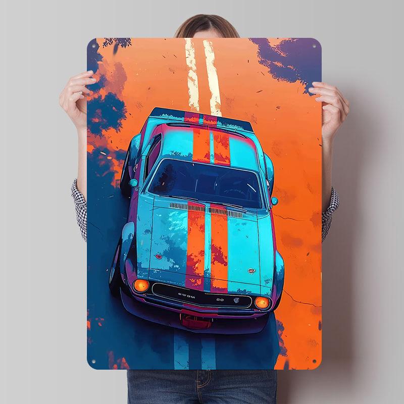 

Vintage Car on Road Printed Poster Customized Wall Art Retro Vintage Metal Tin Signs for Garage Bedroom Decoration Room Man Cave 7.9x11.8In(20x30cm)